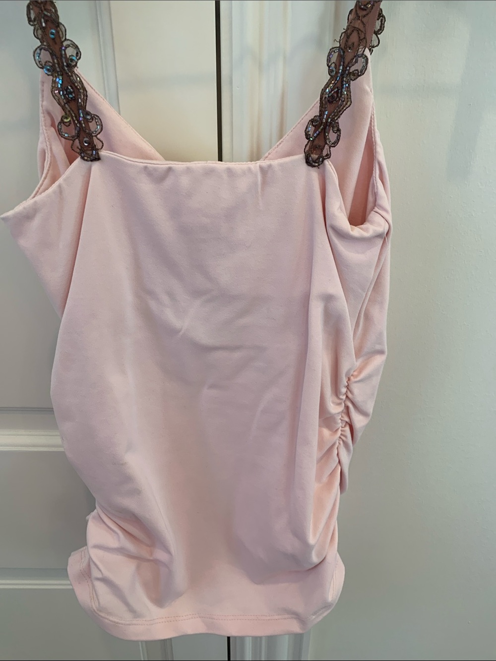 NWT—-Cache Pink Camisole with Brown/Bronze Embellishments & Lace Accents - Picture 3 of 4
